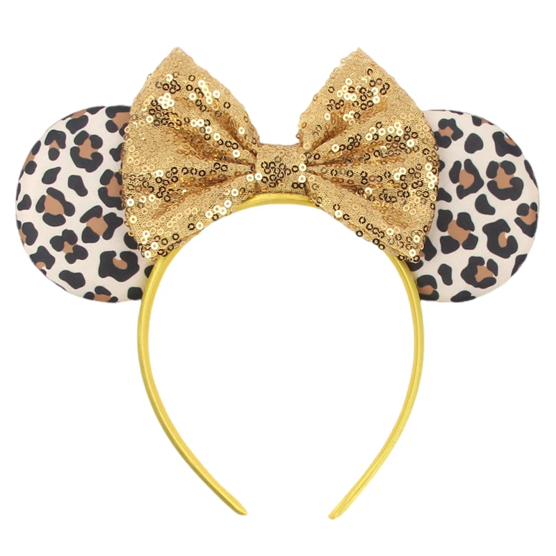 2026 Leopard Mouse Ears Headband Girls Cosplay Trendy 5"Bow Hairband Festival Birthday Party DIY Hair Accessories Gifts