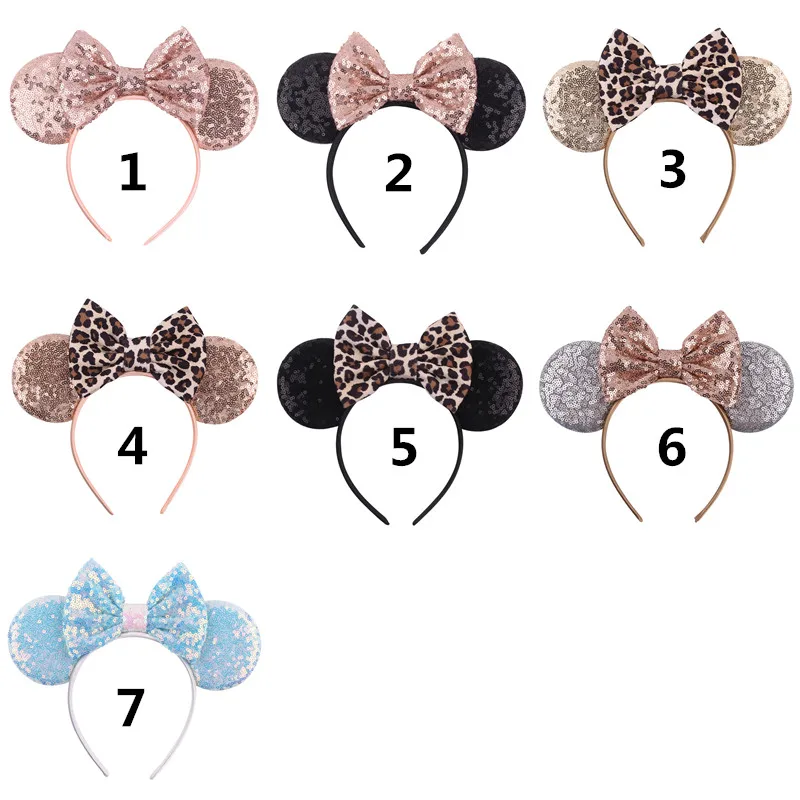 2026 Leopard Mouse Ears Headband Girls Cosplay Trendy 5"Bow Hairband Festival Birthday Party DIY Hair Accessories Gifts