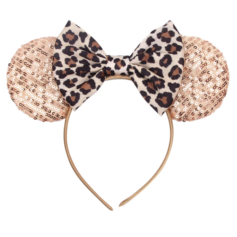 2026 Leopard Mouse Ears Headband Girls Cosplay Trendy 5"Bow Hairband Festival Birthday Party DIY Hair Accessories Gifts