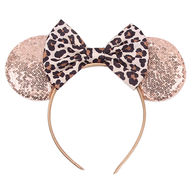 2026 Leopard Mouse Ears Headband Girls Cosplay Trendy 5"Bow Hairband Festival Birthday Party DIY Hair Accessories Gifts