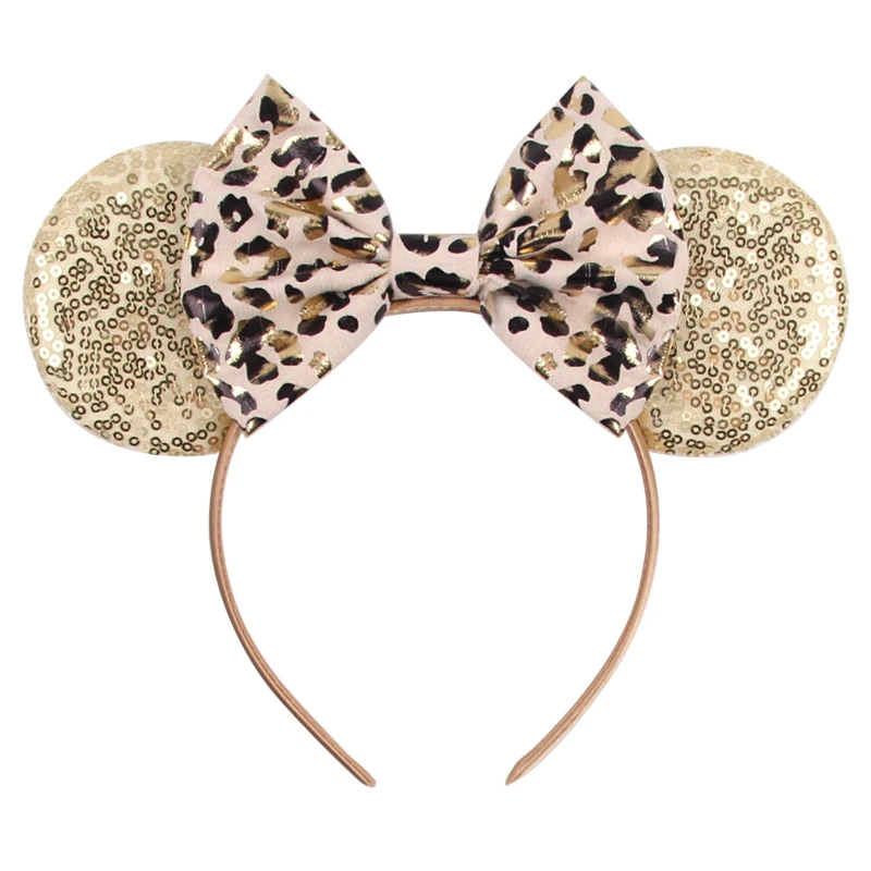 2026 Leopard Mouse Ears Headband Girls Cosplay Trendy 5"Bow Hairband Festival Birthday Party DIY Hair Accessories Gifts