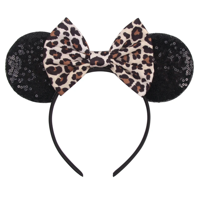 2026 Leopard Mouse Ears Headband Girls Cosplay Trendy 5"Bow Hairband Festival Birthday Party DIY Hair Accessories Gifts