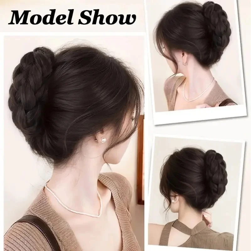 Elegant Synthetic Hair Bun Hairpiece Oval Claw Clip Design Women's High Bun Accessory Suitable for Daily Wear Hair Accessories