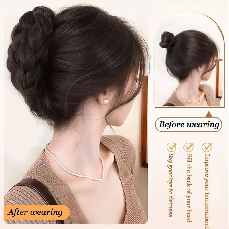 Elegant Synthetic Hair Bun Hairpiece Oval Claw Clip Design Women's High Bun Accessory Suitable for Daily Wear Hair Accessories
