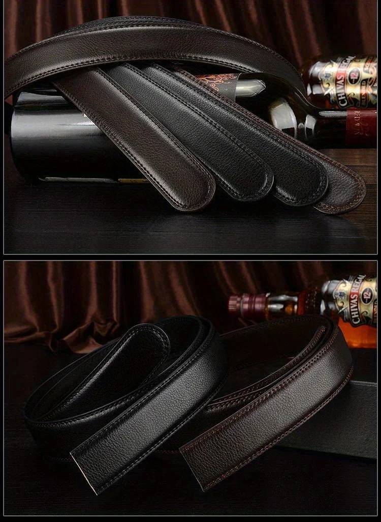 3.0cm 3.5cm Width Belt No Buckle Men Women Unisex PU Business Belt Without Automatic Buckle Waist Belts for Jeans