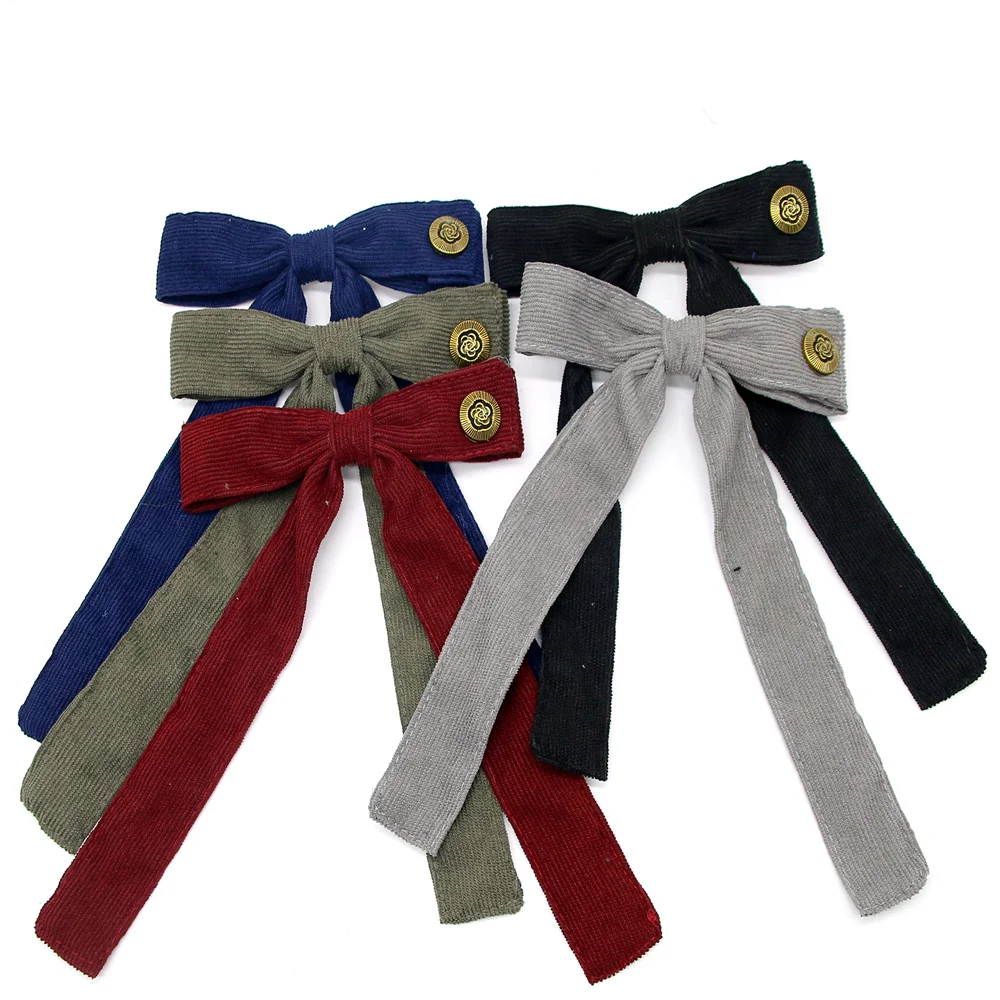 A5  Fashion Cordury Gold button Flat Band Large Hair headband Baby Mini clip Kids School Hair Accessories hairband