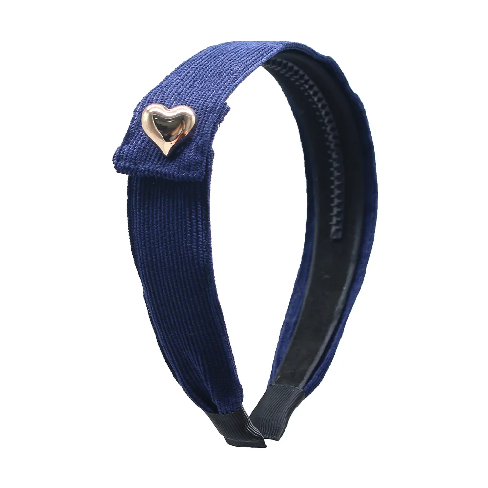 A5  Fashion Cordury Gold button Flat Band Large Hair headband Baby Mini clip Kids School Hair Accessories hairband
