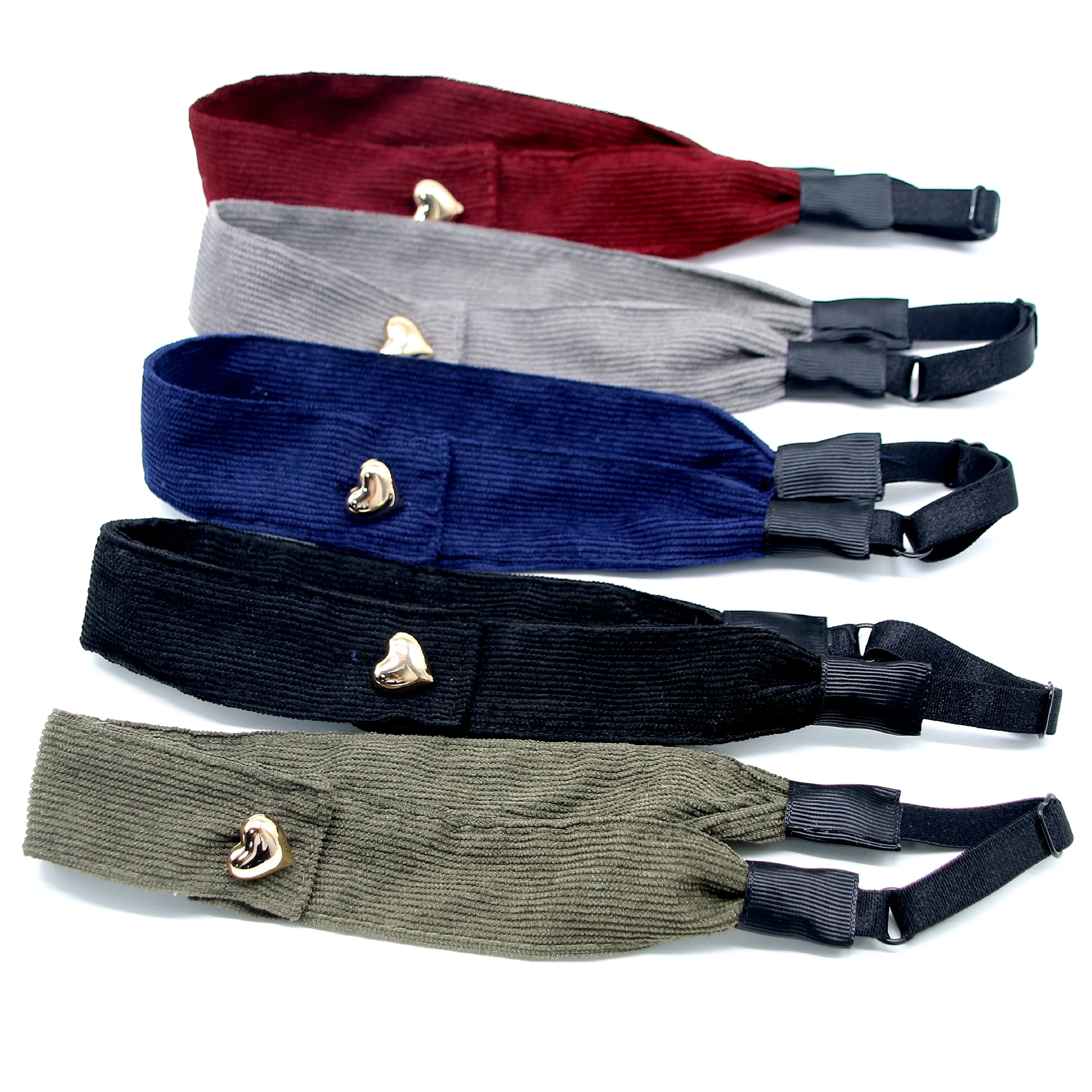 A5  Fashion Cordury Gold button Flat Band Large Hair headband Baby Mini clip Kids School Hair Accessories hairband