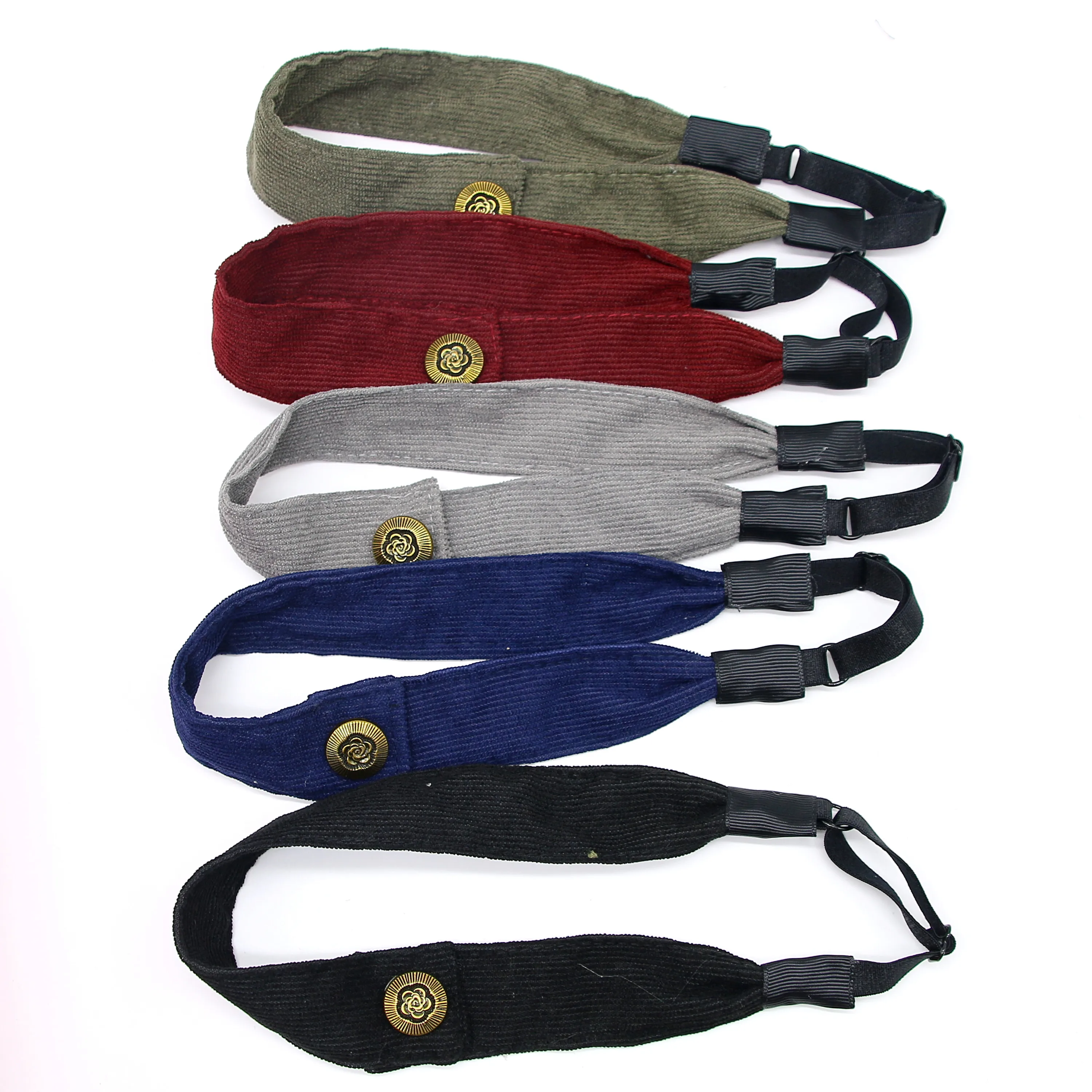 A5  Fashion Cordury Gold button Flat Band Large Hair headband Baby Mini clip Kids School Hair Accessories hairband