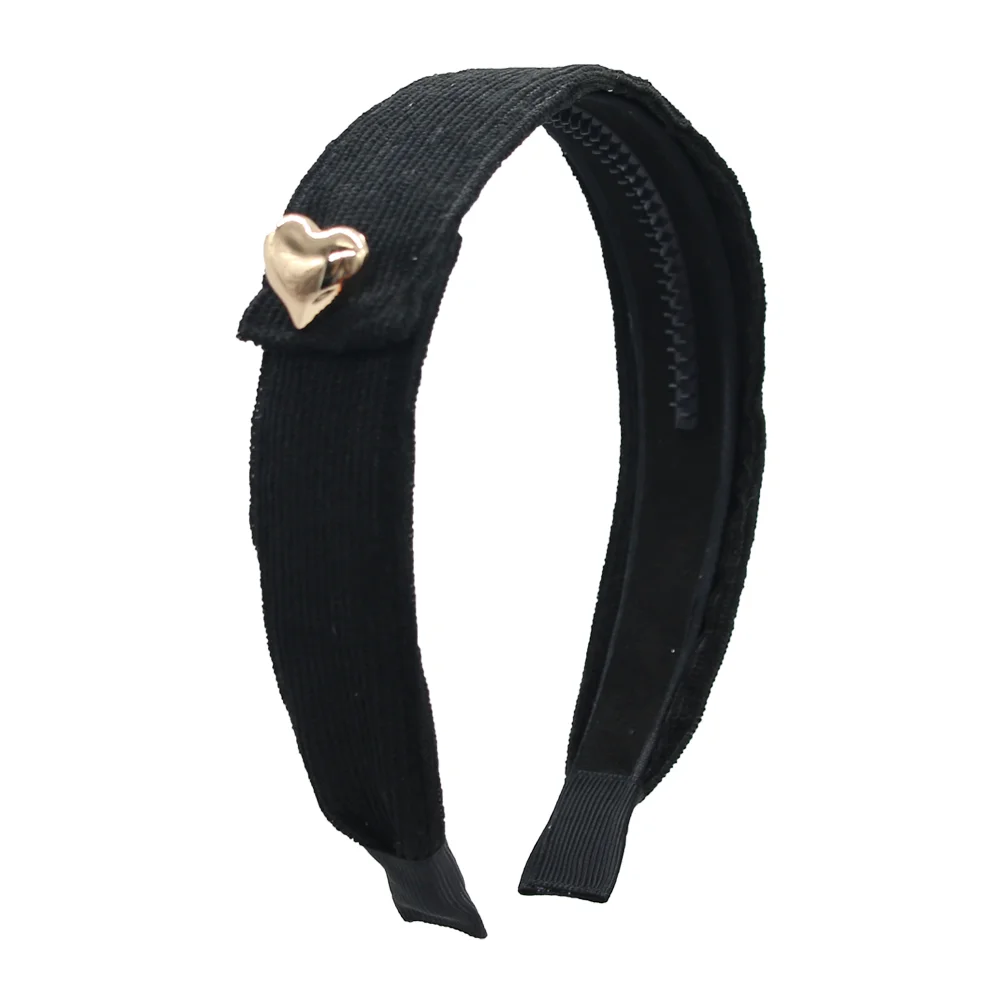 A5  Fashion Cordury Gold button Flat Band Large Hair headband Baby Mini clip Kids School Hair Accessories hairband