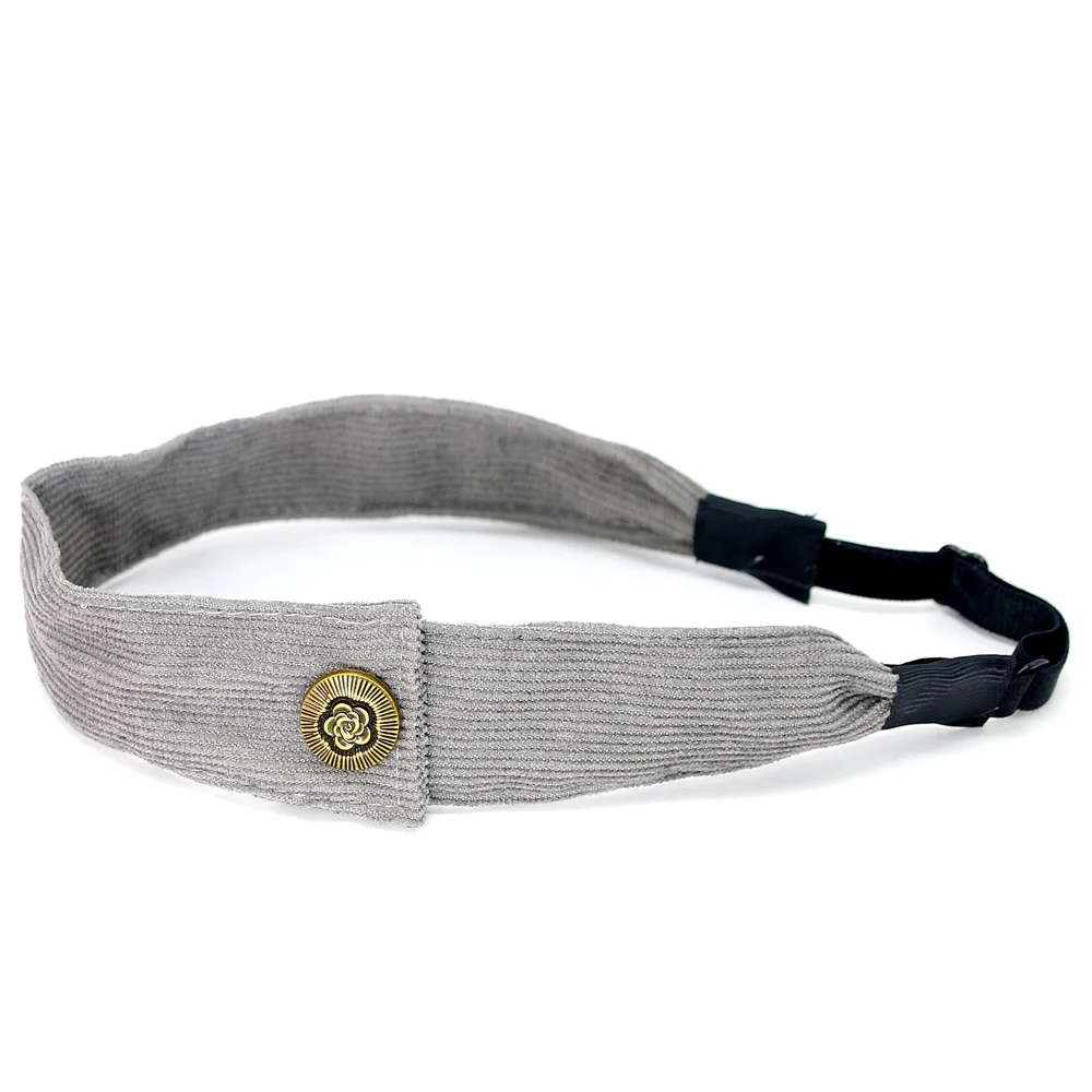 A5  Fashion Cordury Gold button Flat Band Large Hair headband Baby Mini clip Kids School Hair Accessories hairband