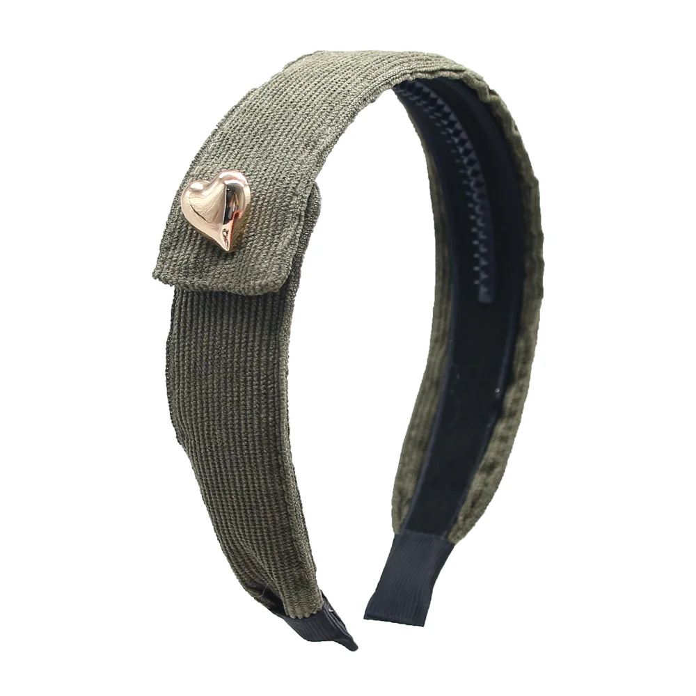 A5  Fashion Cordury Gold button Flat Band Large Hair headband Baby Mini clip Kids School Hair Accessories hairband