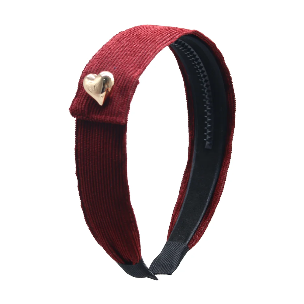 A5  Fashion Cordury Gold button Flat Band Large Hair headband Baby Mini clip Kids School Hair Accessories hairband