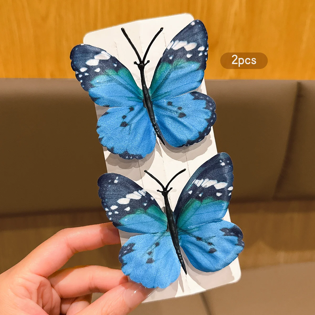 2 water blue fairy butterfly hair clips suitable for daily hair accessories