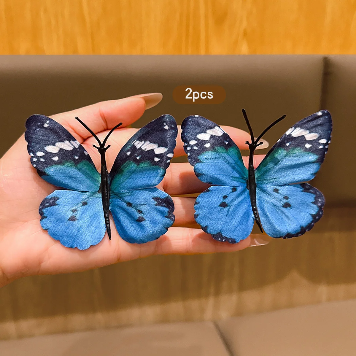 2 water blue fairy butterfly hair clips suitable for daily hair accessories