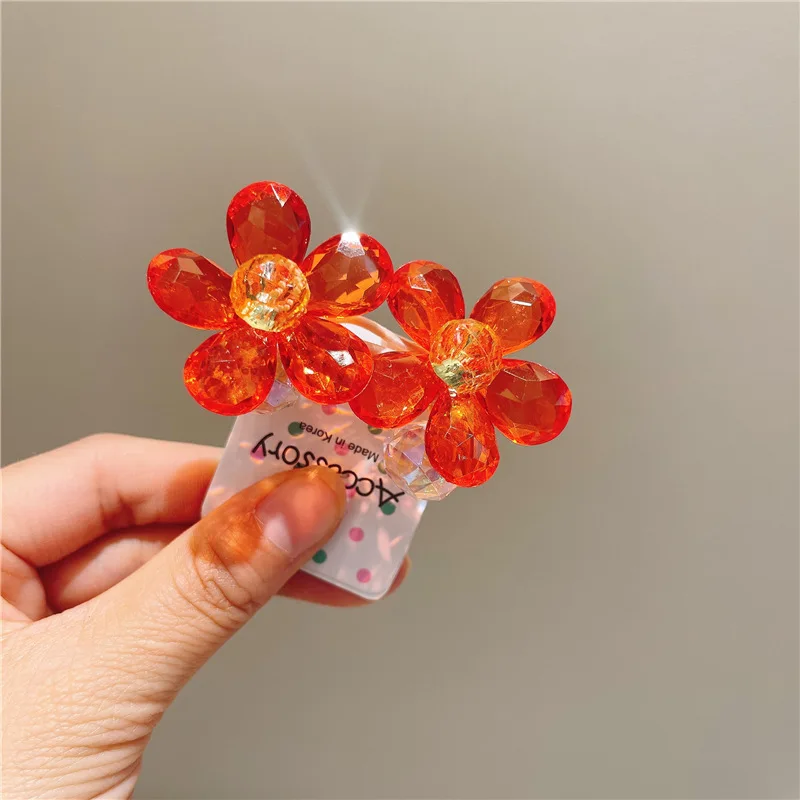 Children's Hair Accessory Bright Flowers Double-headed Rubber Bands Ponytail Hair Tie Blue Color Funny Cute Kawaii Girl Hair Tie