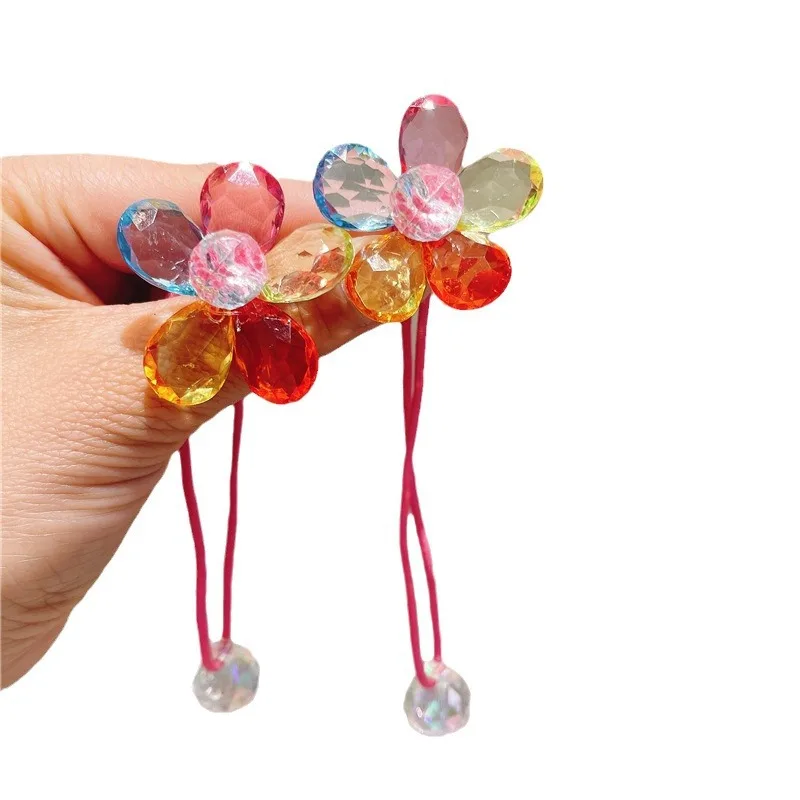 Children's Hair Accessory Bright Flowers Double-headed Rubber Bands Ponytail Hair Tie Blue Color Funny Cute Kawaii Girl Hair Tie