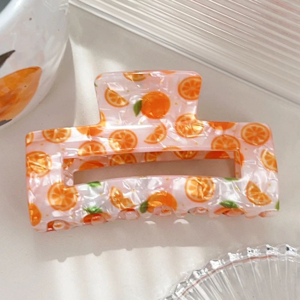 1pc acrylic fresh fruit square hollow hair clip, suitable for thick hair half-up hairstyles shark clips hair accessories