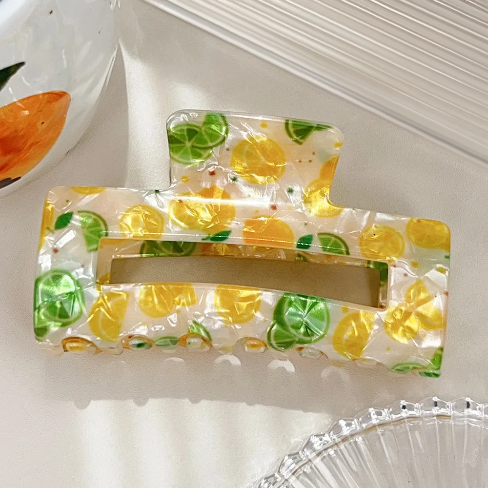 1pc acrylic fresh fruit square hollow hair clip, suitable for thick hair half-up hairstyles shark clips hair accessories
