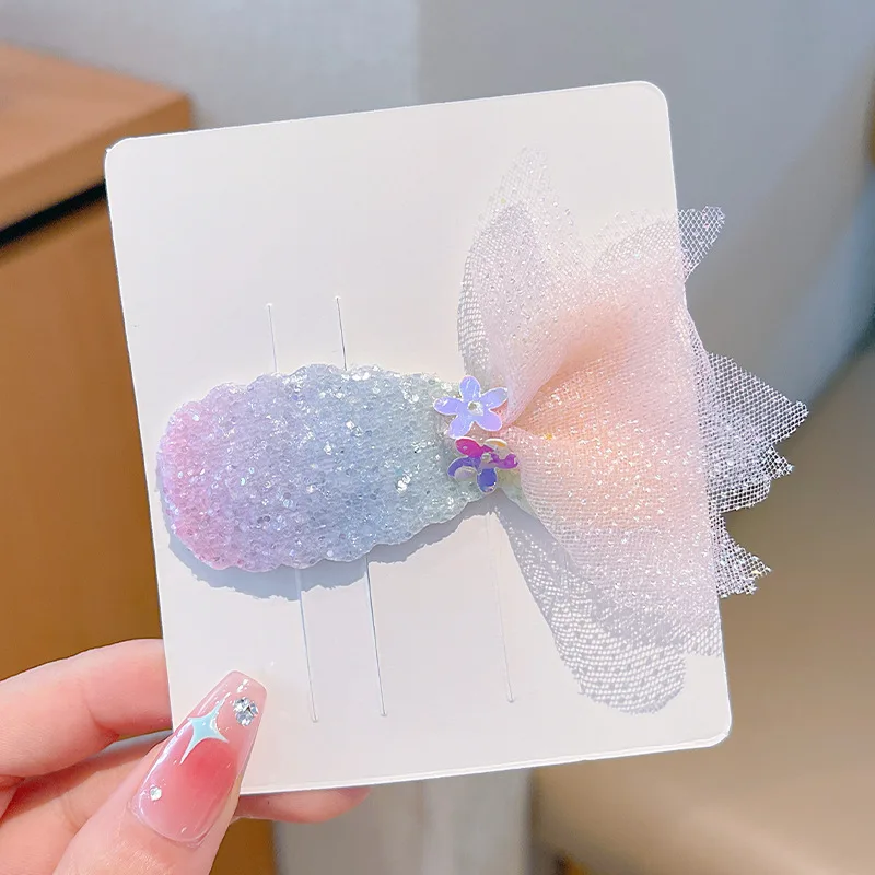 1/2Pcs Children's Sequins Mermaid Hair Clips Girls Glitter Sweet Mesh Hairpin Barrette Cute Princess Headwear Hair Accessories