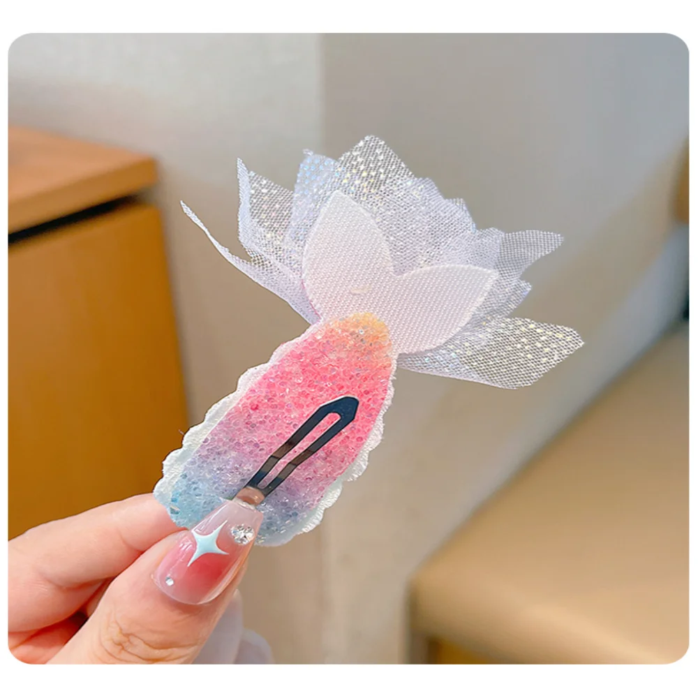 1/2Pcs Children's Sequins Mermaid Hair Clips Girls Glitter Sweet Mesh Hairpin Barrette Cute Princess Headwear Hair Accessories