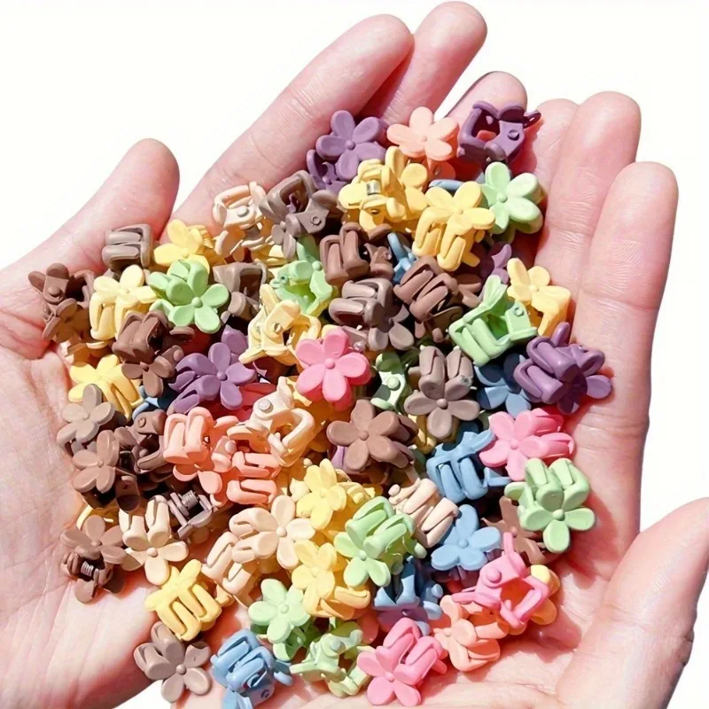 20/30/50 Sets of Mini Hair Clips, Cute Plastic Flower-Shaped Hair Accessories, Pure Color Braids, Suitable for Teenagers, Cute