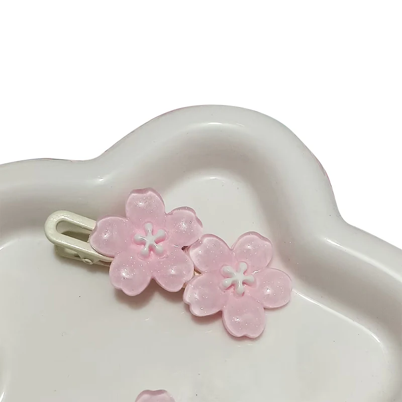 Anime Card Captor Sakura Cute Pink Creamy Flower Bb Hairpin Side Hair Clip Girl Headwear Sweet Hairpins Ornament Gift