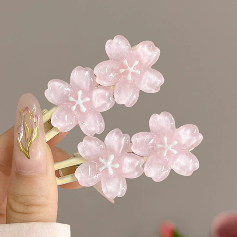 Anime Card Captor Sakura Cute Pink Creamy Flower Bb Hairpin Side Hair Clip Girl Headwear Sweet Hairpins Ornament Gift