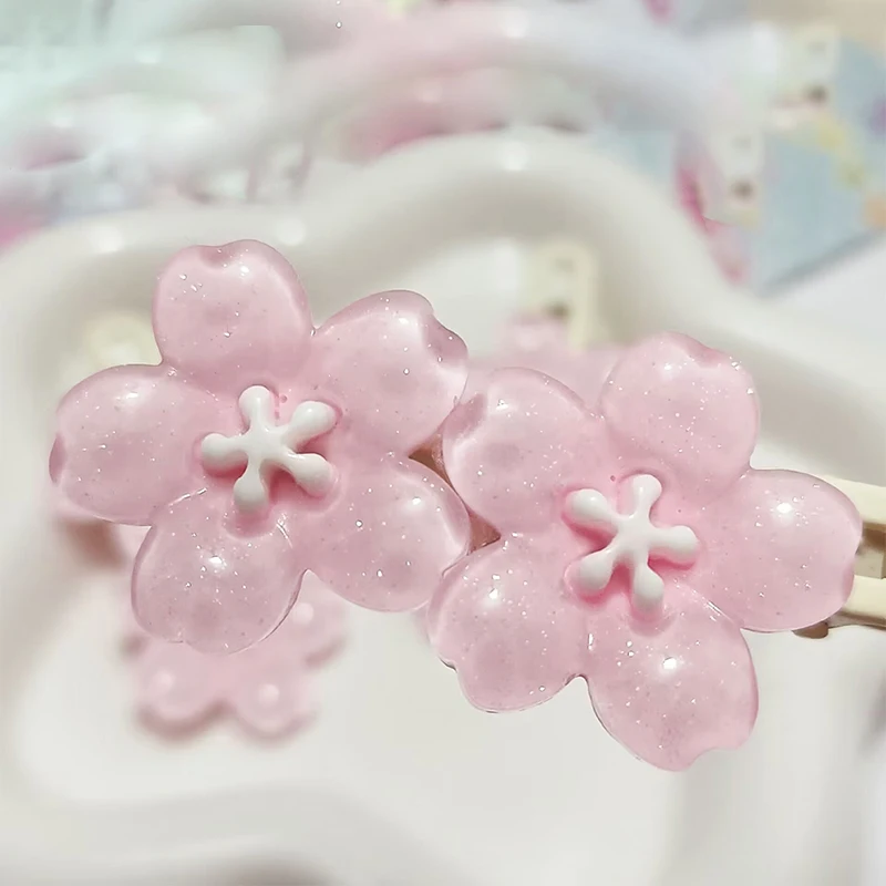 Anime Card Captor Sakura Cute Pink Creamy Flower Bb Hairpin Side Hair Clip Girl Headwear Sweet Hairpins Ornament Gift