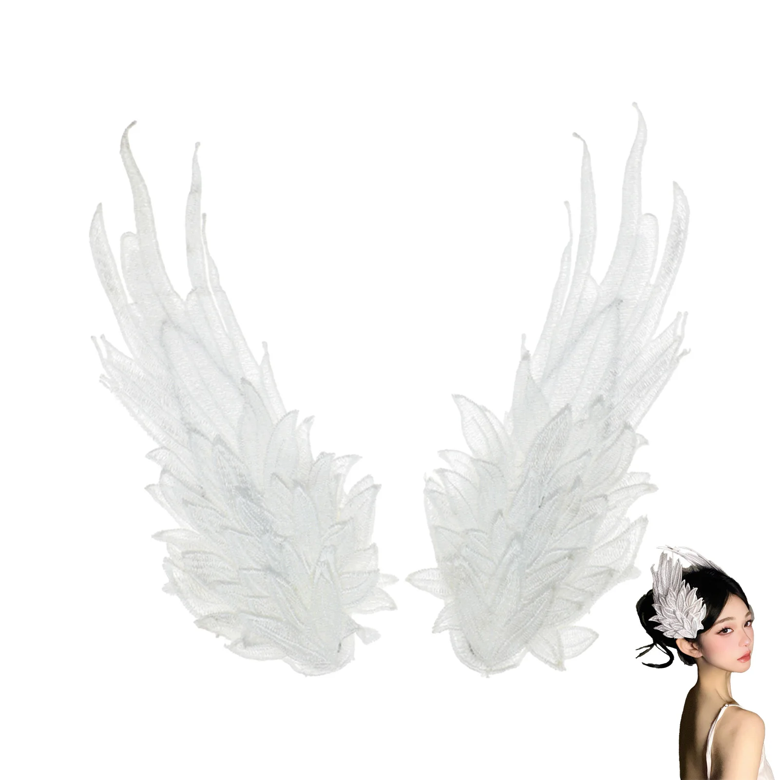 1 Pair Angel & Devil Wing Hair Clips Black/White Feather Roleplay Hairpins Side Clips Cosplay Costume Hair Accessories for Women