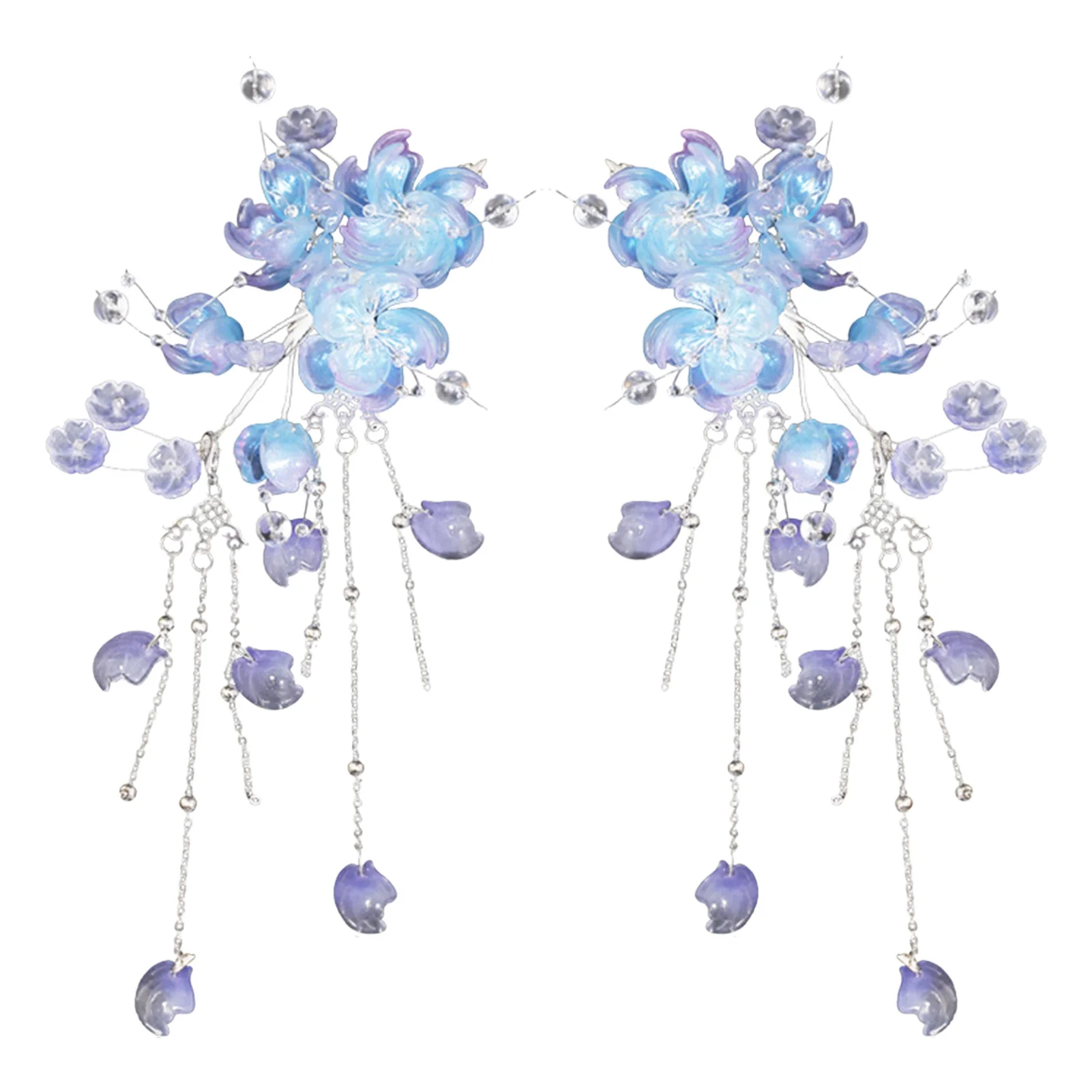 2pcs Vintage Flower Hairpin Chinese Style Hair Clip Tiaras Pearls Pendant Hairpin Fairy Floral Headpieces Women Hair Accessories