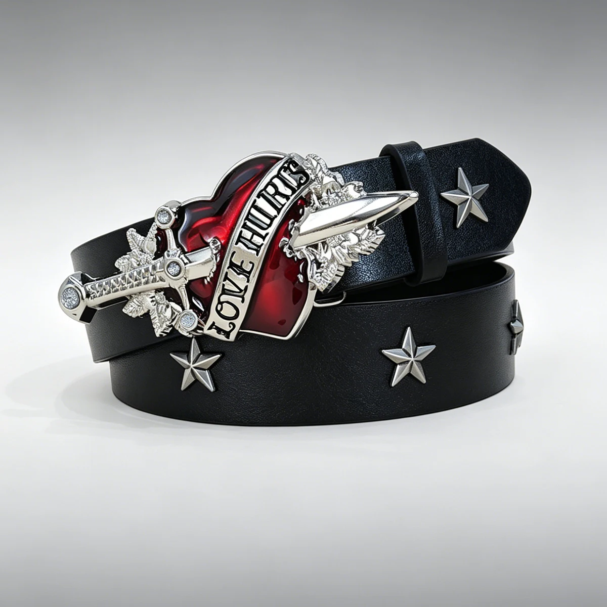 Subculture Harajuku Style Punk Studded Cross Belt Burst Pattern Hip Hop Street Style Men's Belt Rock Party Music Festival Belt