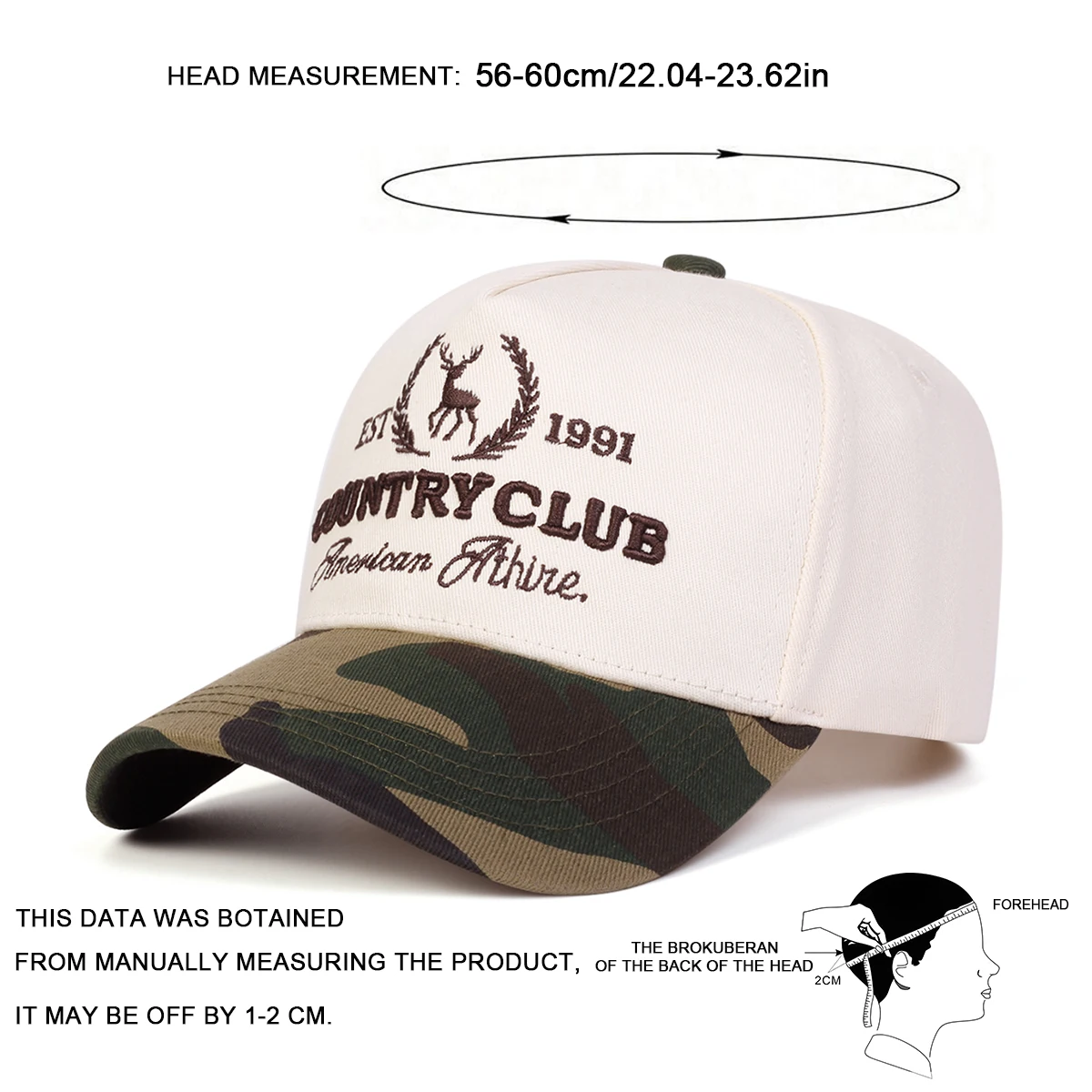 Unisex COUNTRY CLUB Letter Embroidery Baseball Caps Spring Autumn Outdoor Adjustable Casual Hats Sunscreen Hat Sports Cap