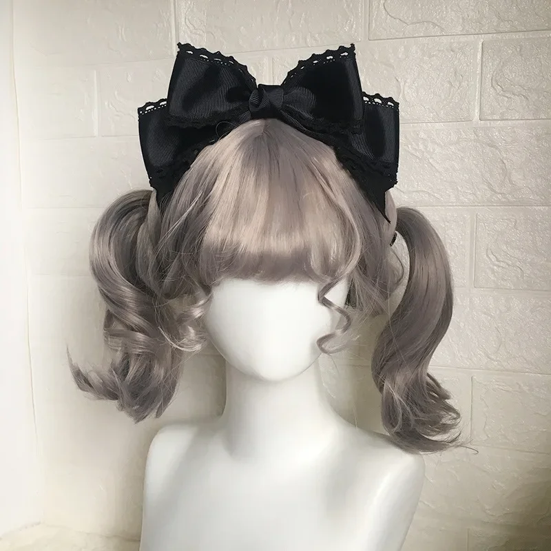 Women's Cute Hair Clips Blue Lolita Accessories Lolita Big Bow Headwear Black Hair Accessory Lolita Hair Clip Girls Cute Items