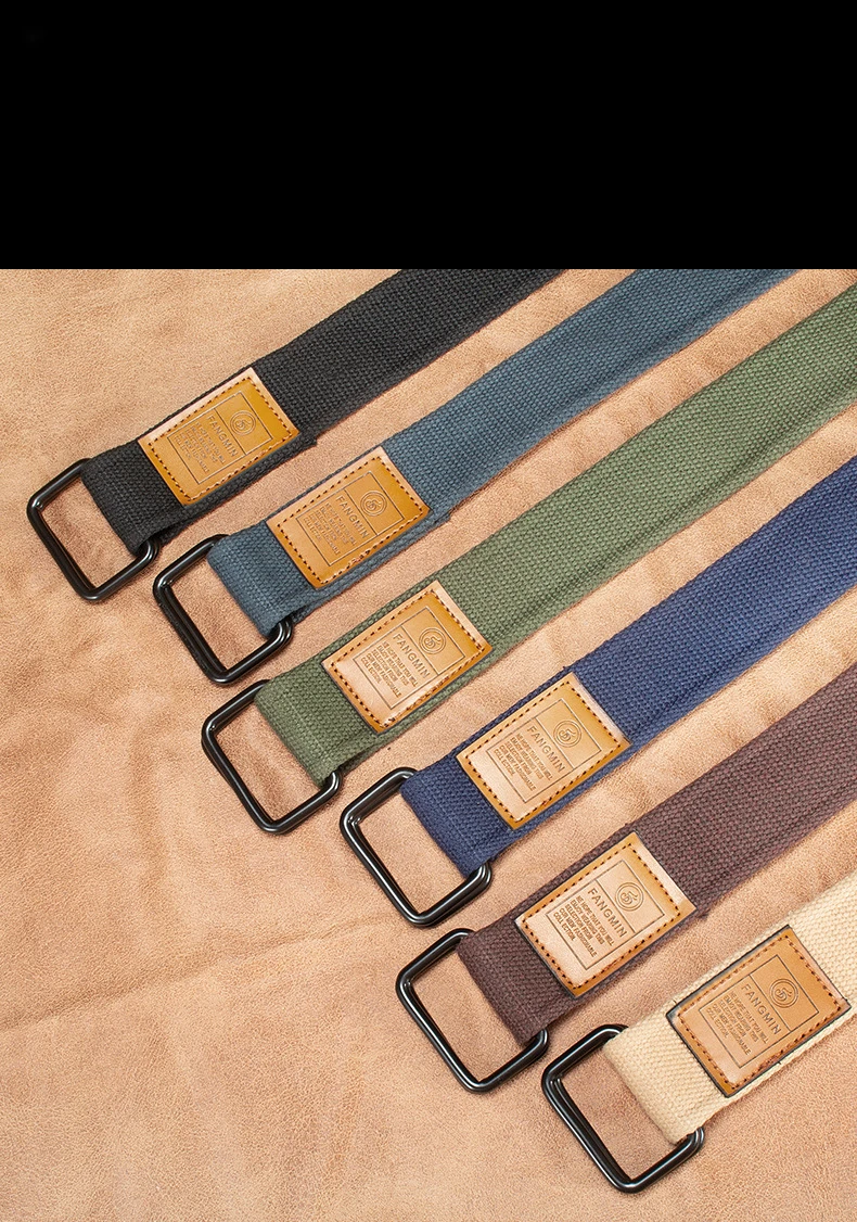 Unisex Canvas Belt for Men and Women, Casual Business Jeans Double-Ring Buckle Belt, Outdoor Woven Waistband