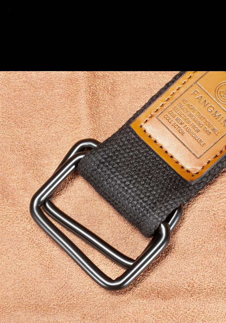 Unisex Canvas Belt for Men and Women, Casual Business Jeans Double-Ring Buckle Belt, Outdoor Woven Waistband