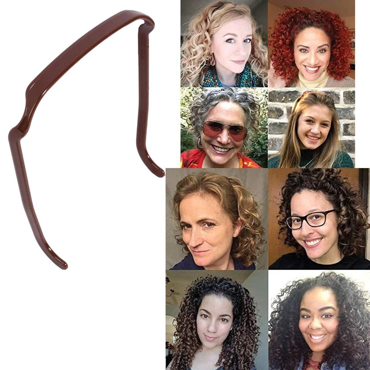 2Pcs Brown No-Slip Hair Band for Curly Hair, Invisible Plastic Headband, Non-Slip Hair Holder for Women, Perfect for Thick & Wavy Hair