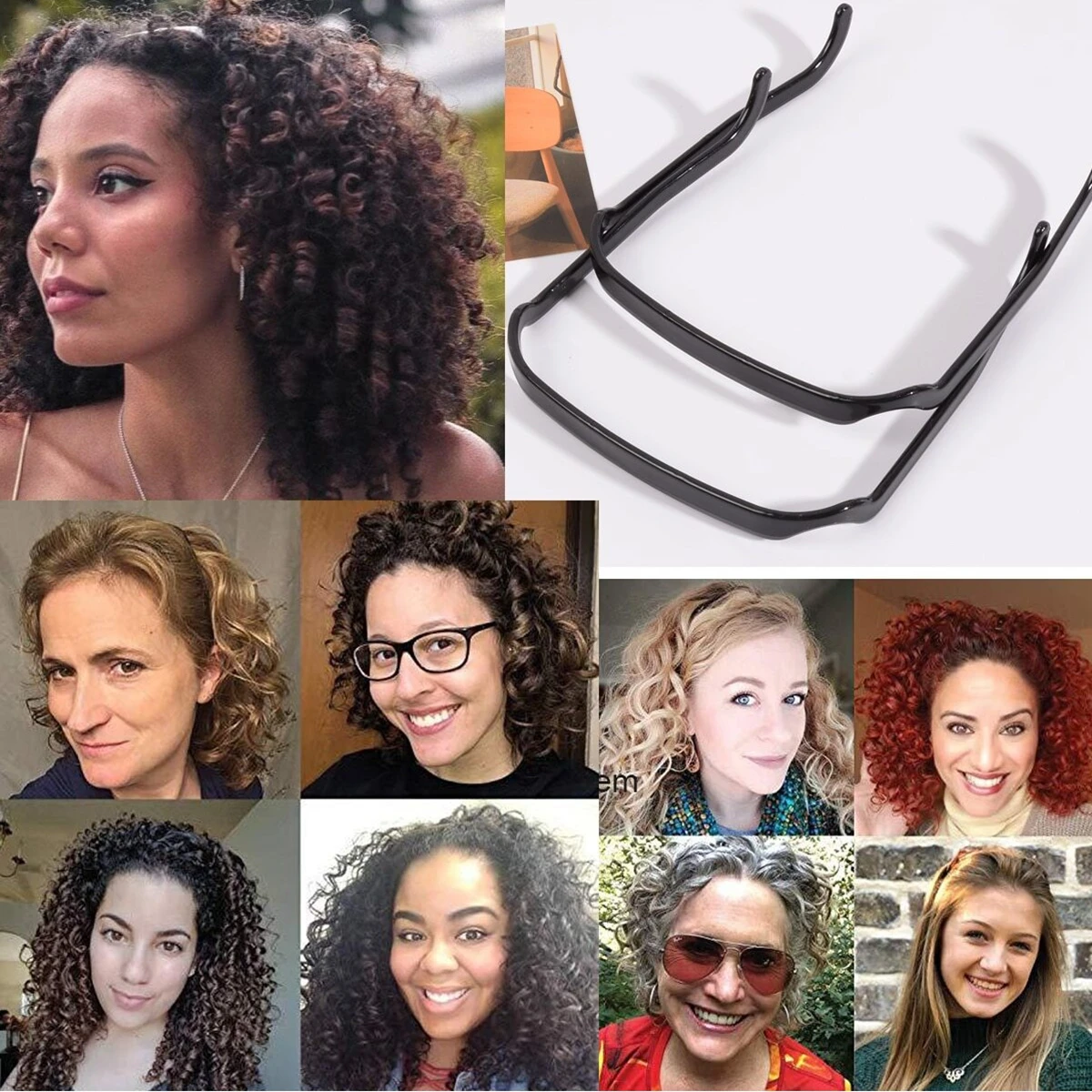 2Pcs Brown No-Slip Hair Band for Curly Hair, Invisible Plastic Headband, Non-Slip Hair Holder for Women, Perfect for Thick & Wavy Hair