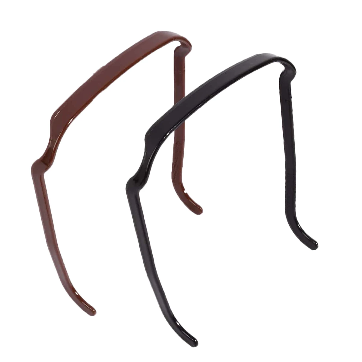 2Pcs Brown No-Slip Hair Band for Curly Hair, Invisible Plastic Headband, Non-Slip Hair Holder for Women, Perfect for Thick & Wavy Hair