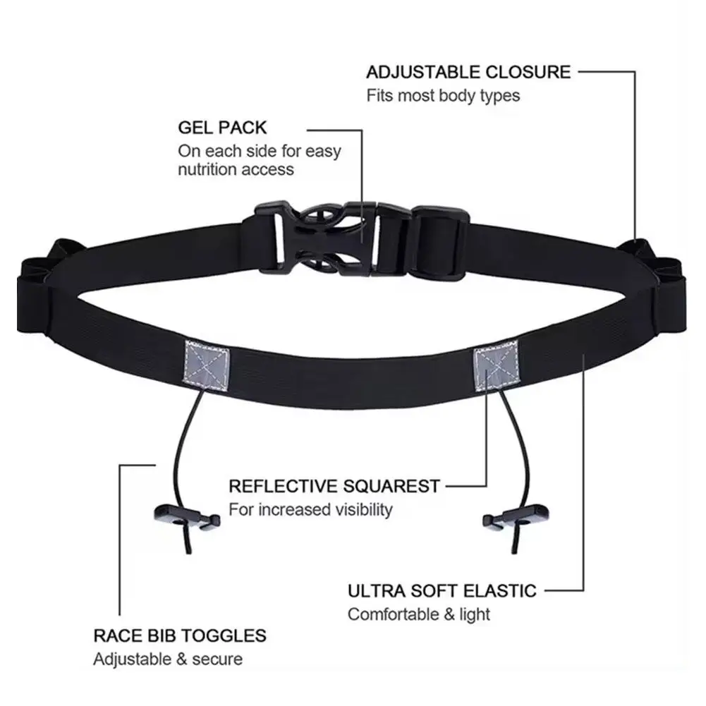 Ironman Triathlon Marathon Running Belt Adjustable Elastic Belt for Outdoor Sports Cycling Lightweight Number Plate Holder Belt
