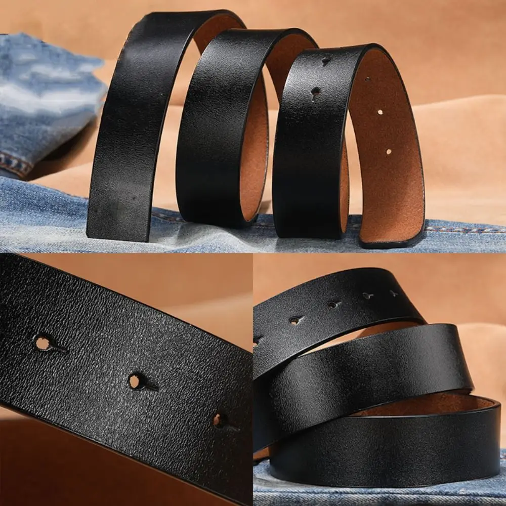 Durable Luxury Brand Designer Replacement Genuine Leather Belt No Buckle Girdle Classic Waistband 3.3/3.8cm with Hole