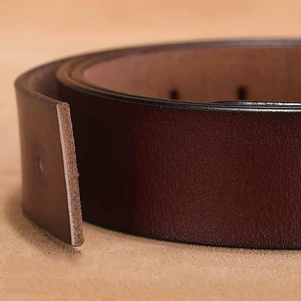 Durable Luxury Brand Designer Replacement Genuine Leather Belt No Buckle Girdle Classic Waistband 3.3/3.8cm with Hole