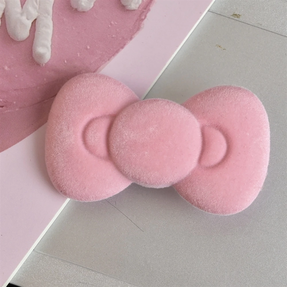 2026 New Trend Flocked Bow Hair Clip Soft Plush Cartoon Barrettes Party Kawaii Hair Accessories Women's Cute Side Duckbill Clip