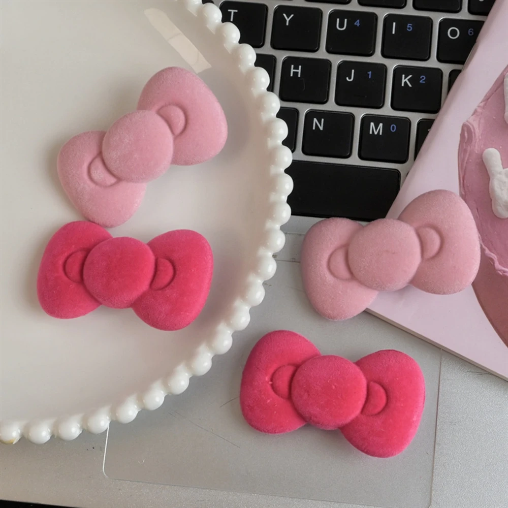 2026 New Trend Flocked Bow Hair Clip Soft Plush Cartoon Barrettes Party Kawaii Hair Accessories Women's Cute Side Duckbill Clip