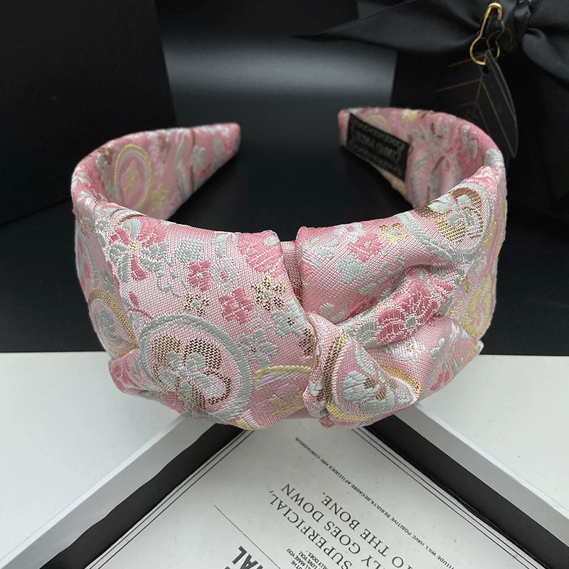 High Sense Embroidery Hairpin Hoop Female High Skull Top Adult Sweet Elegant Headdress Wide Edge Compression Headband