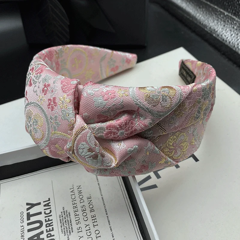 High Sense Embroidery Hairpin Hoop Female High Skull Top Adult Sweet Elegant Headdress Wide Edge Compression Headband