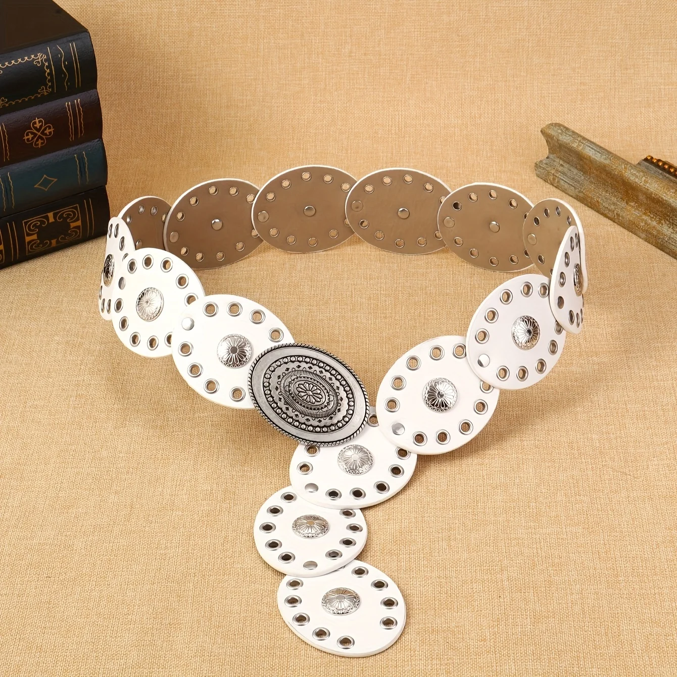 1 Unisex Waist Belt, Floral Oval Cake, Solid Color, Western Cowboy Style, Fashionable and Versatile, Suitable for Daily Outings