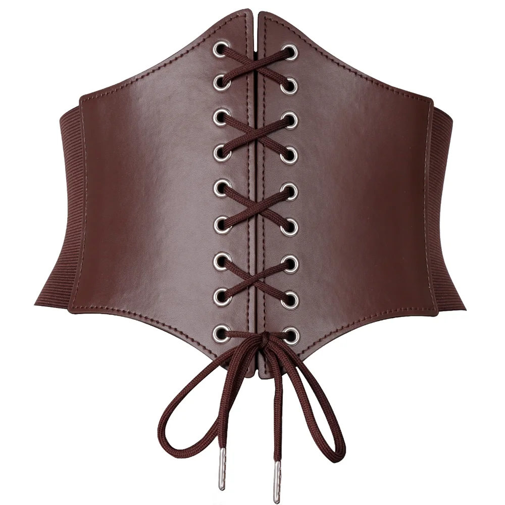 Women Corset Belt Bandage Super Wide Pu Leather Girdle Slimming Body Elastic High Waist Belts Versatile for Daily Bustier Corset