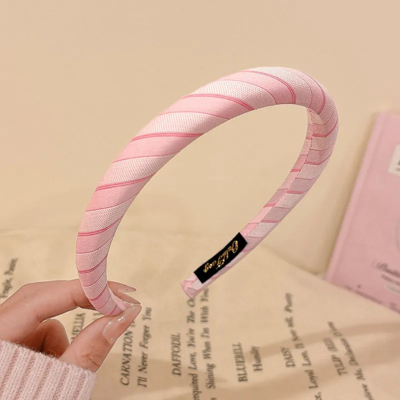 Sweet Pink Plaid Hairband Women's Fashionable Stylish High Top Knot Hair Clip Elegant Sensation Floral Print Hair Accessories