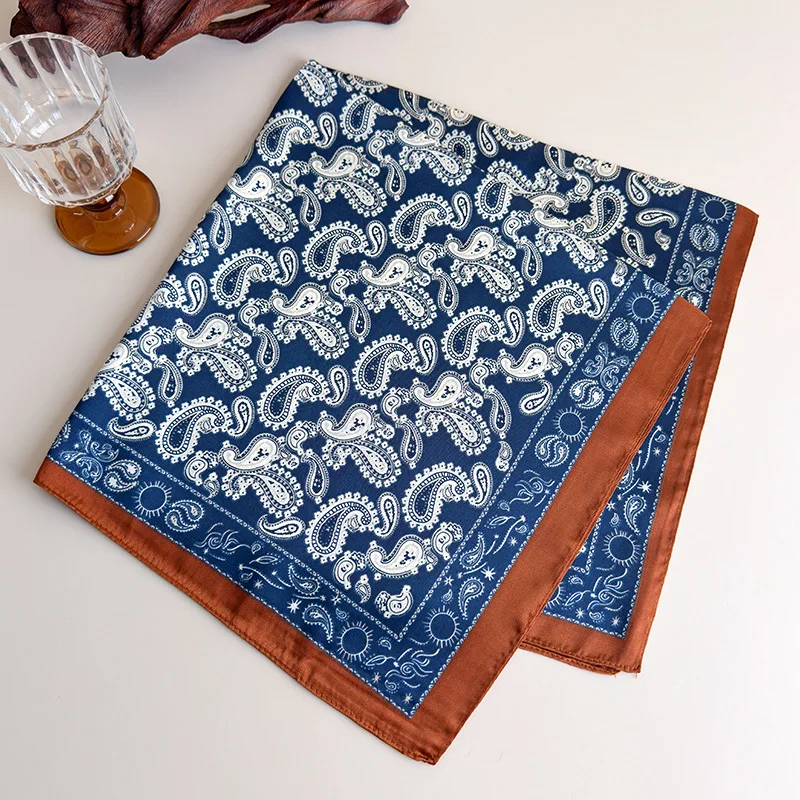 Elegant Floral Print Square Scarf for Women Summer Silk Touch Bandana Lightweight Shawl Neck Scarf Women Classic Multi Use